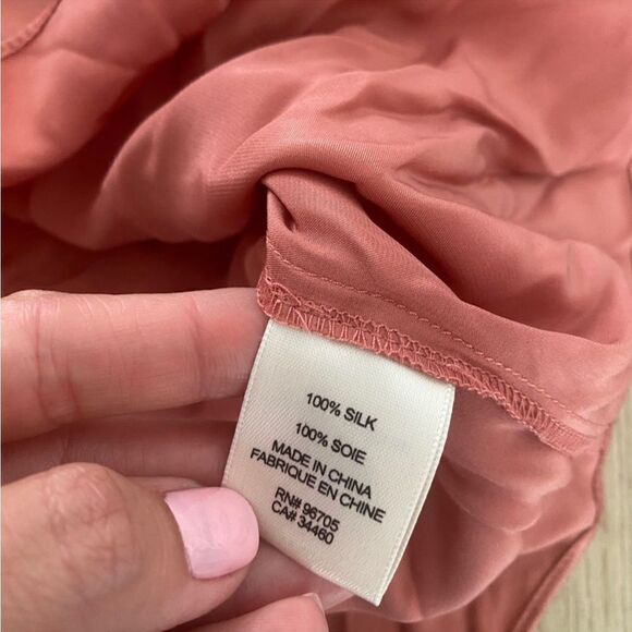 Rebecca Taylor Tailored Long Sleeve Charmeuse Silk Top Burnt Rose NWT size 12 - Picture 10 of 12